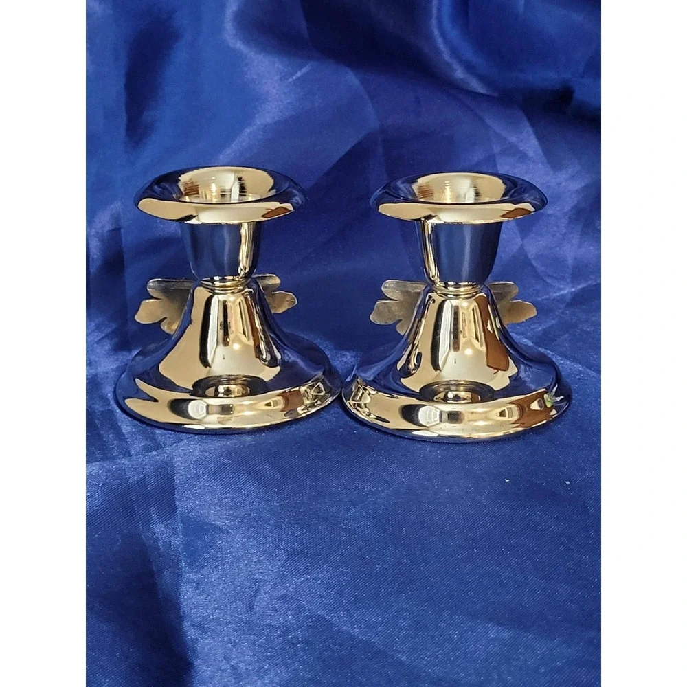 Silverplated Metal Candlestick Holders Grape Leaf Oval Tray Studio Silversmiths